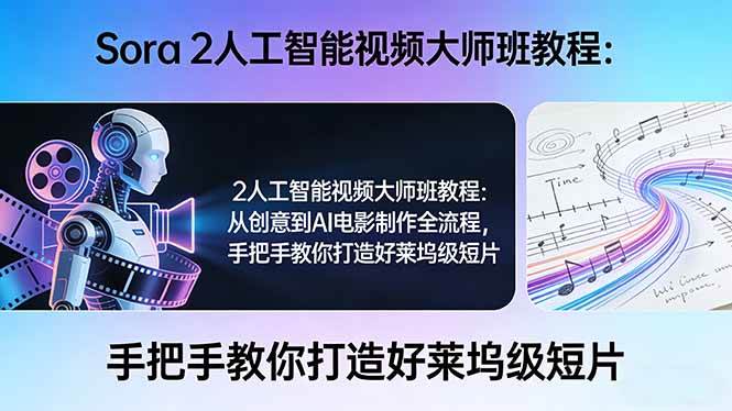 （17688期）Sora 2人工智能视频大师班教程：从创意到AI电影制作全流程，手把手教你打造好莱坞级短片-甄选网创