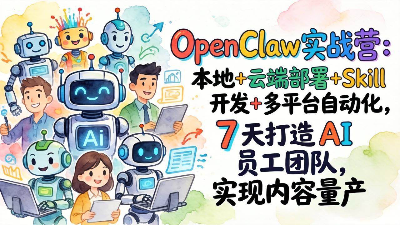 （17673期）OpenClaw实战营-更新：本地+云端部署+Skill开发+多平台自动化，7天打造AI员工团队+实现内容量产-甄选网创