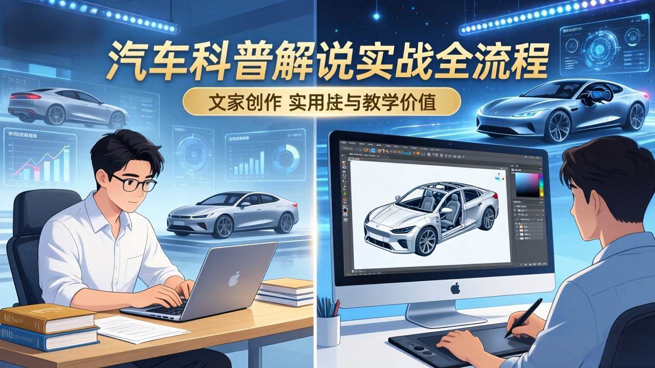 （17665期）抖音汽车科普解说实战：文案+动画+画面处理+去水印全流程，打造专业汽车科普视频-甄选网创