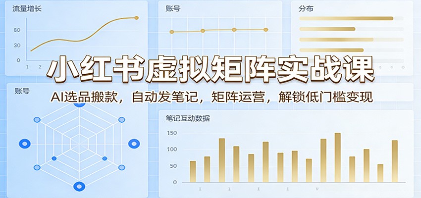 小红书虚拟矩阵实战课：AI选品搬款，自动发笔记，矩阵运营，解锁低门槛变现-甄选网创