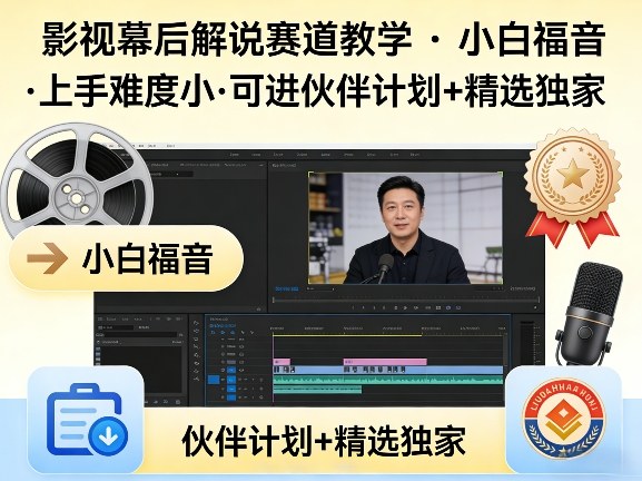 某大佬的影视幕后解说赛道教学，小白福音，上手难度小，可进伙伴计划+精选独家-甄选网创