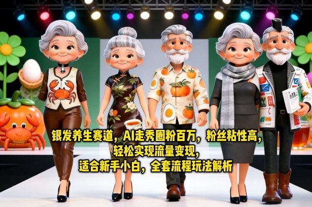 银发养生赛道，AI走秀圈粉百万，粉丝粘性高，轻松实现流量变现，适合新手小白，全套流程玩法解析-甄选网创