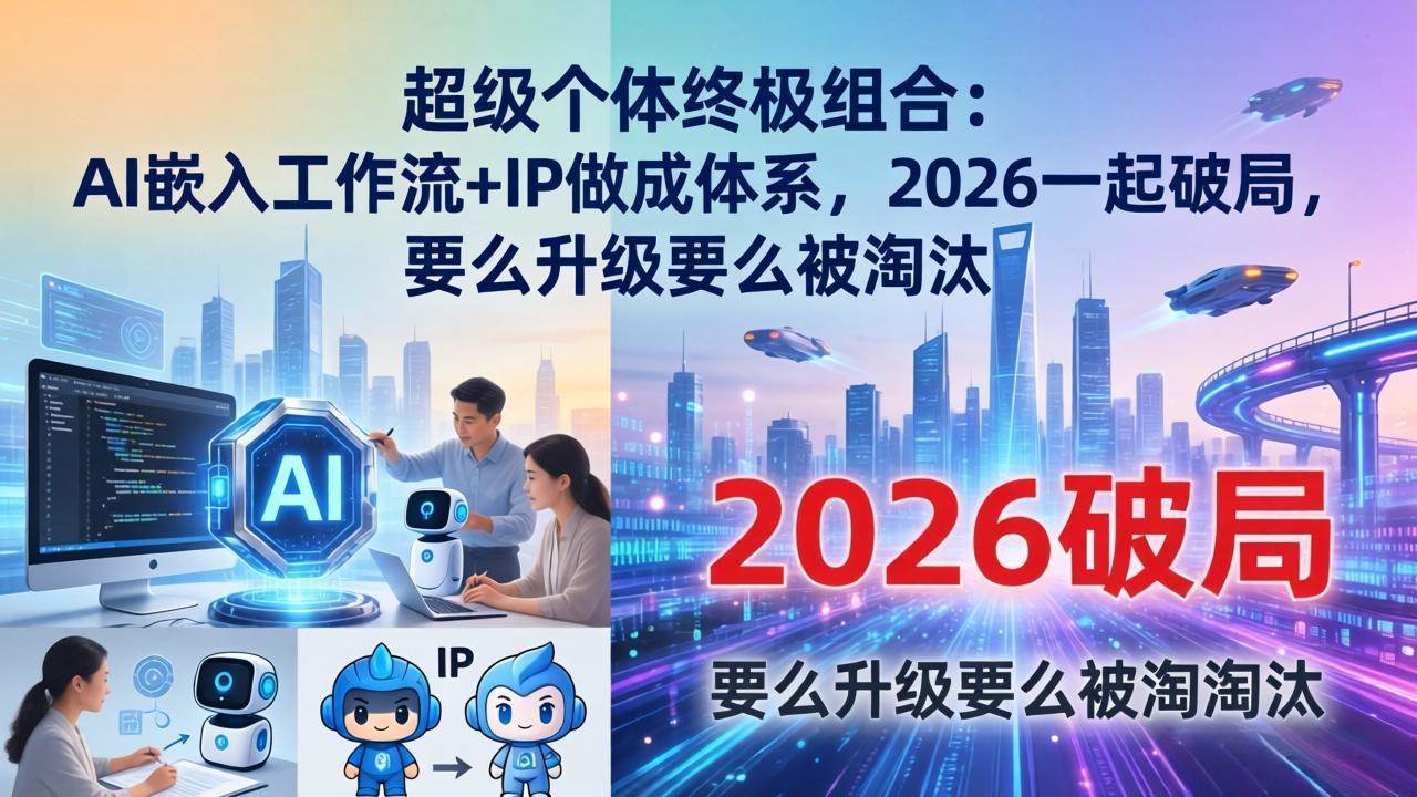 （17789期）超级个体终极组合：AI嵌入工作流+IP做成体系，2026一起破局，要么升级要么被淘汰-甄选网创